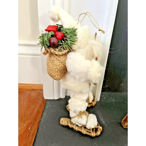 TJ Santas by Tina Mitchell 8" Santa Fuzzy White Rustic Snowshoe Ornament #905376 - Picture 3 of 15